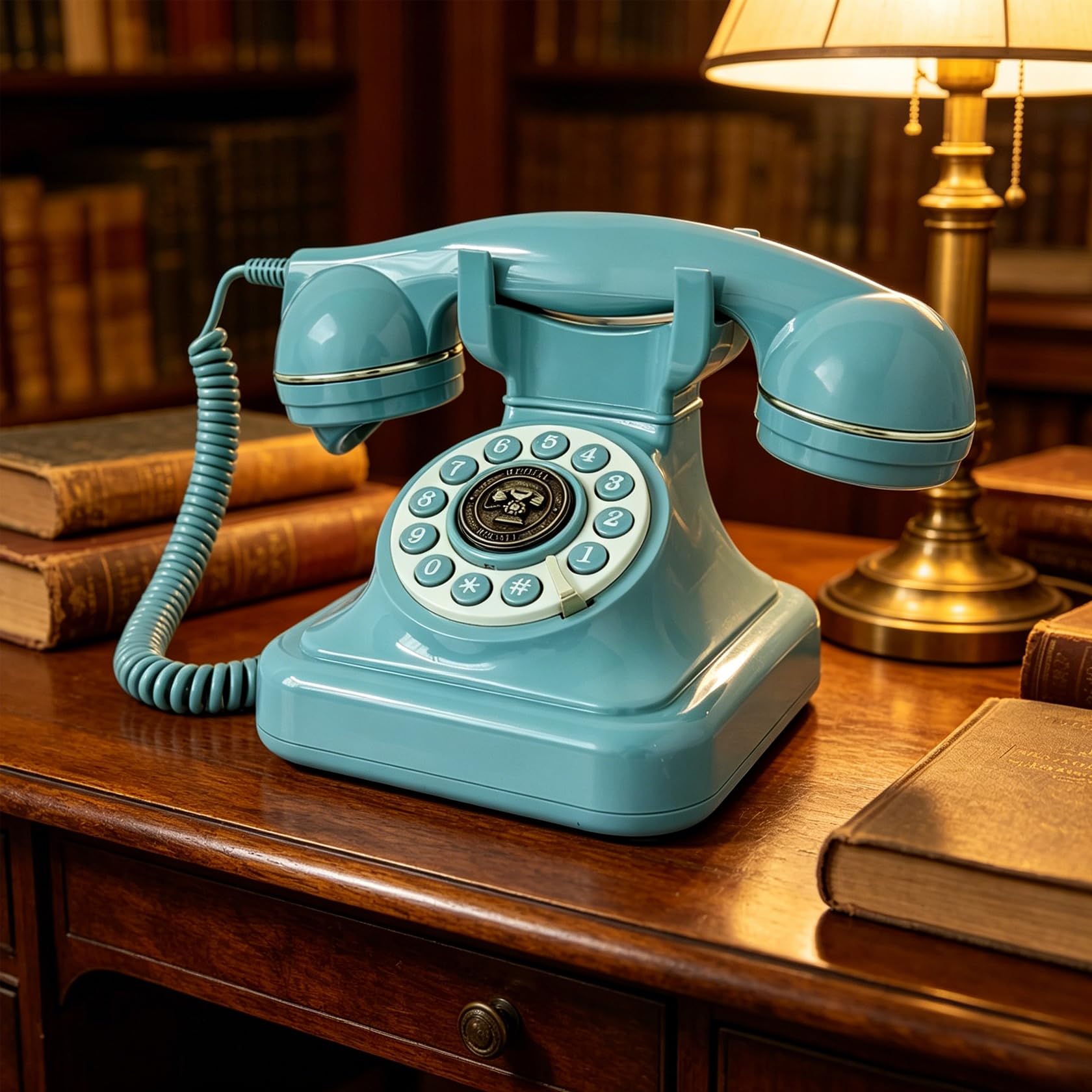 Telefono, telefono fisso retrò per casa, ufficio, hotel (blu)