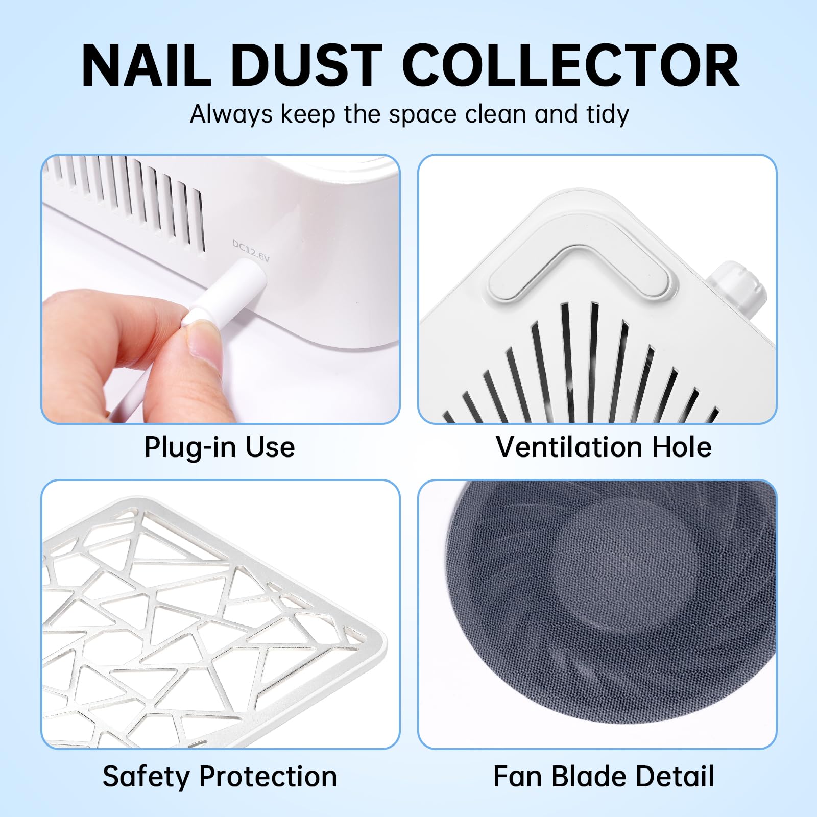 Nail Dust Collector Vacuum for Acrylic Nail Filing and Polishing