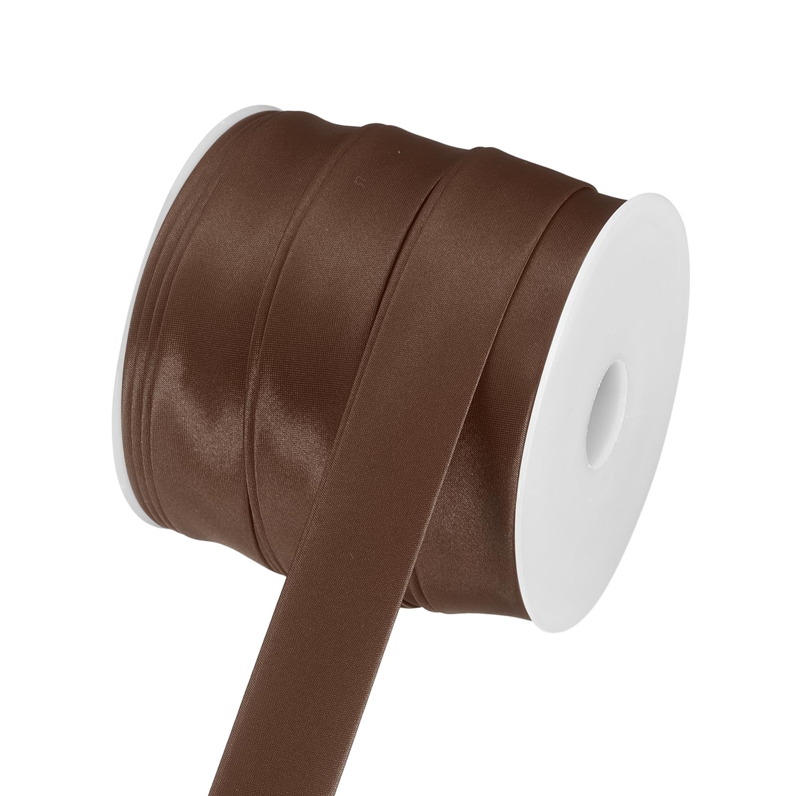 sourcing map Double Fold Bias Tape for Sewing, 1 Inch(2.5cm) x 25 Yards Satin Bias Binding Tape Continuous Bulk for Quilting Binding Seaming Hemming Fabric Piping DIY Craft, Dark Coffee