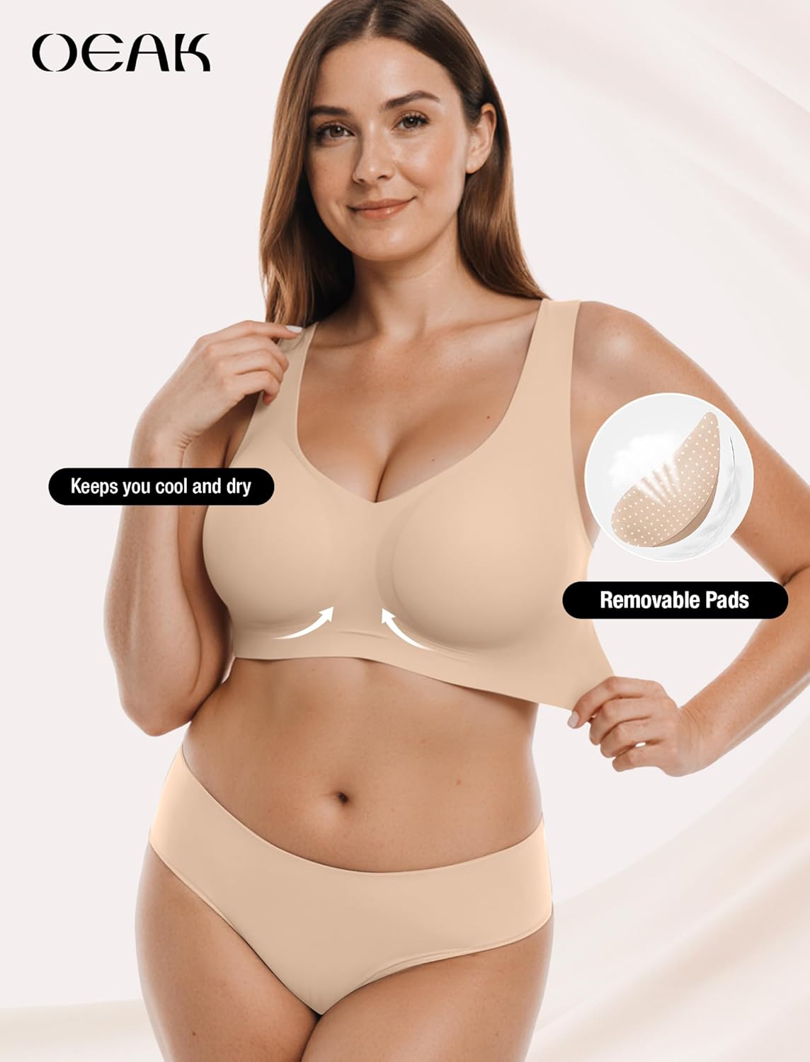 OEAK Womens Jelly Bras No Underwire Seamless Full Coverage Support Lift Pull on Bralette Comfort Everyday Sports Tshirt Bra - Image 2