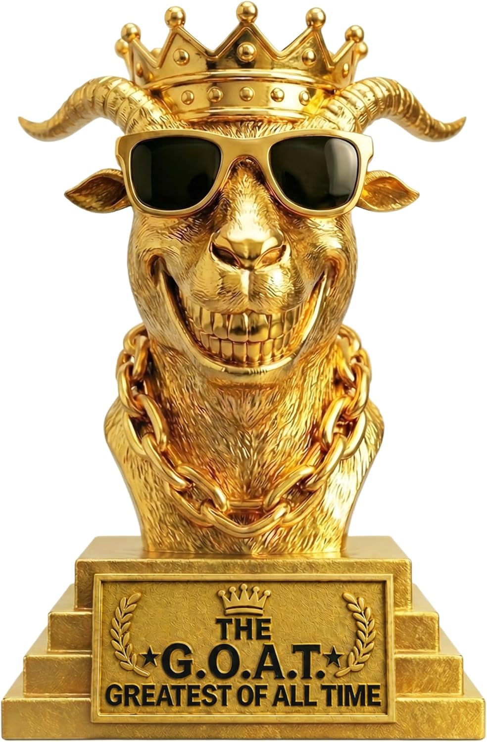 GOAT Trophy Award - Handmade 6" Gold Resin Greatest of All Time Trophies for Fantasy Football Champion, Office MVP, Employee Recognition - Funny Boss & Coworker Gag Gift - Premium Desk Decor for Men