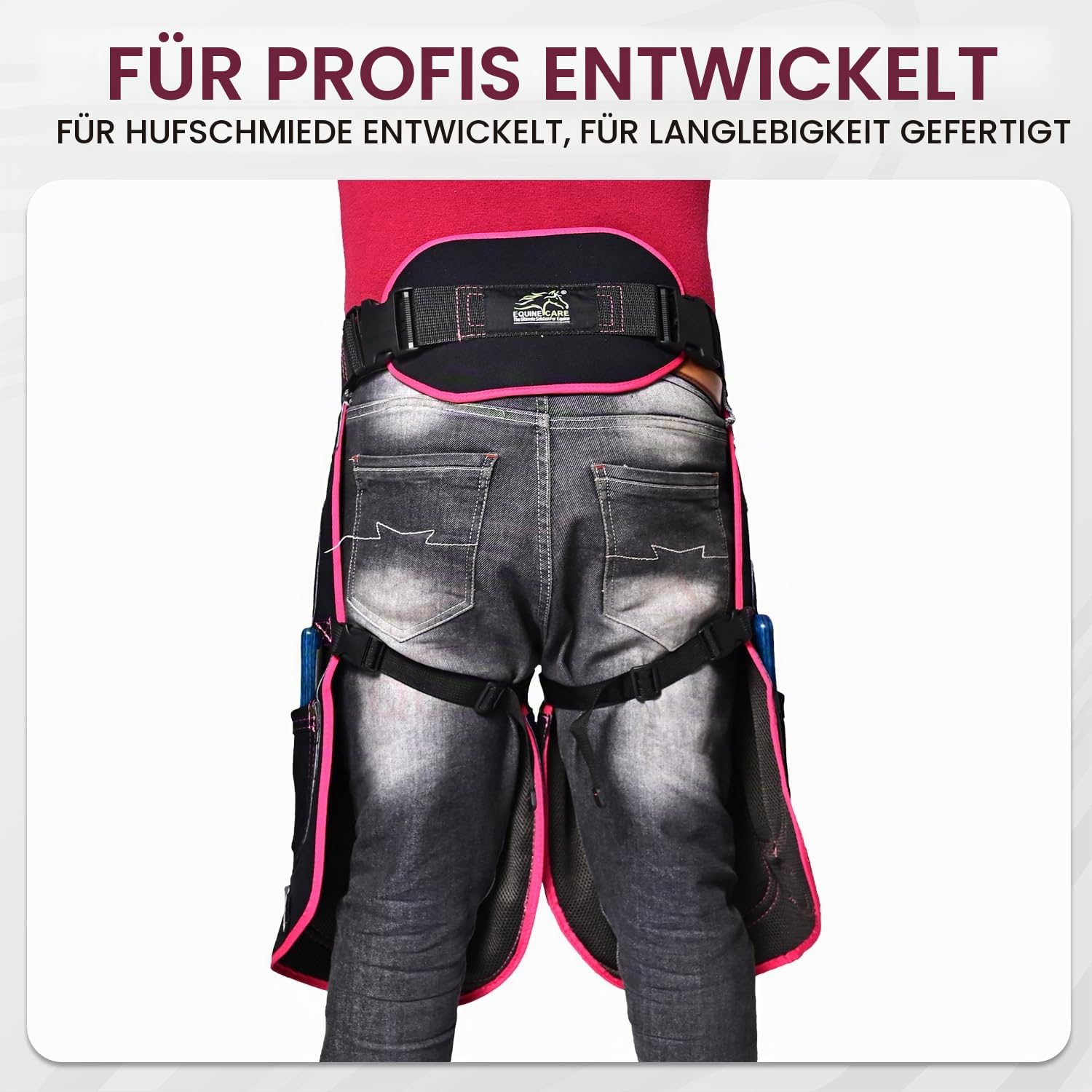 'Equine Care Women's Farrier Apron – 23'' Cowhide Suede Leather & Canvas, Adjustable Waist (28-52''), Air Mesh Back.'
