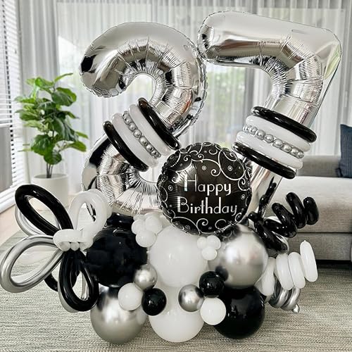 Vista 5 de Globos de 0 números plateados 0 globos de número 40 pulgadas número 0 globos de aluminio Mylar