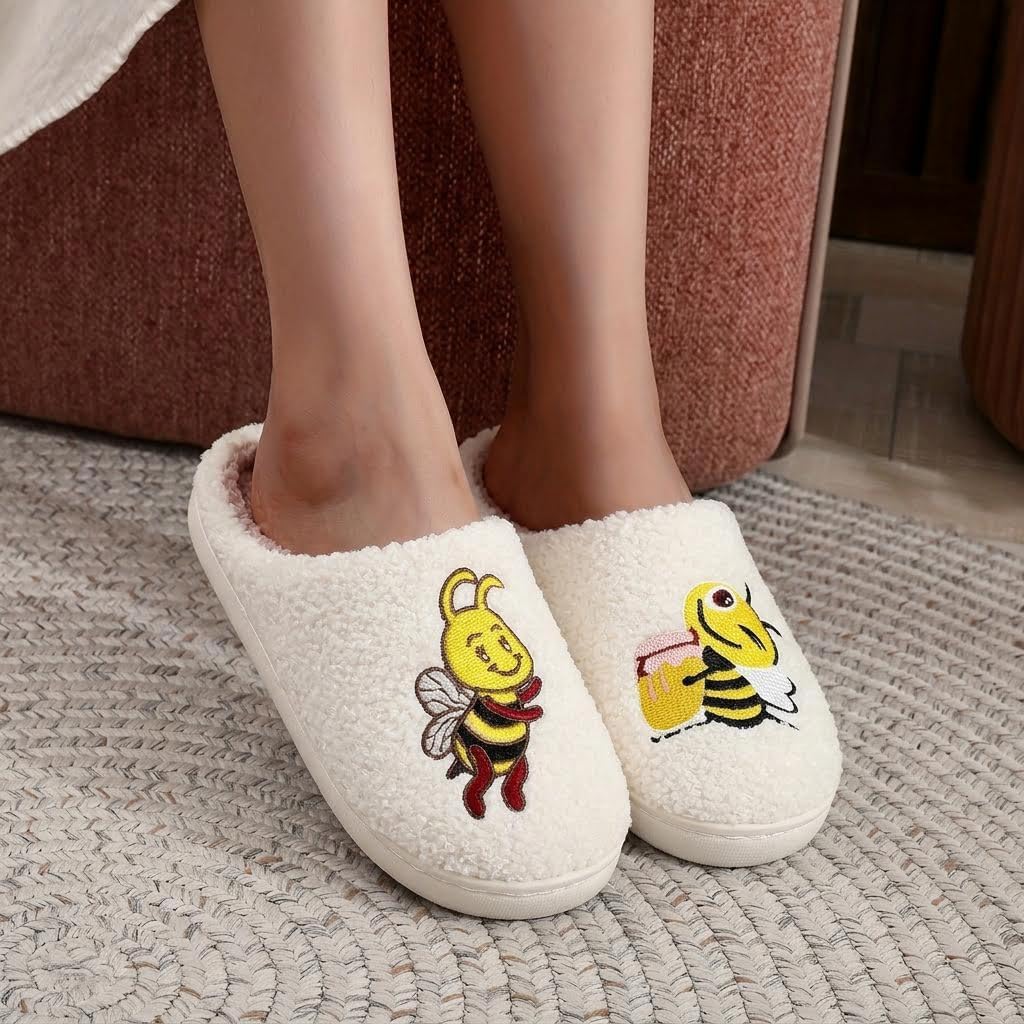 Slippers for Womens Mens Cut Retro Plush Soft Memory Foam House Shoes