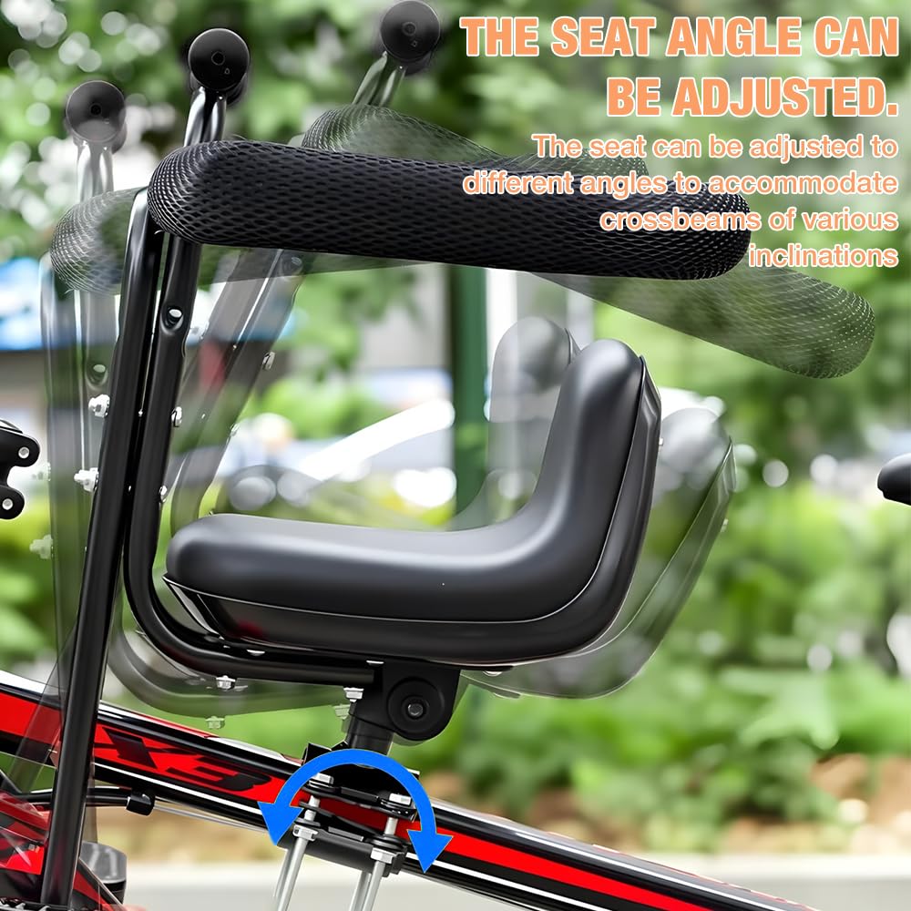 Foreverup Siège Enfant de Vélo Avant, Siège de Vélo pour Enfant, Siege Velo Enfant Soutien et Pédales de Pied, Charge 40 kg, Siège Avant pour vélo électrique, VTT et Vélos de Ville
