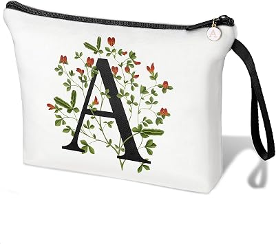 Initial Letter Bag Letter Makeup Bag for Women Initial Cosmetic Bag A-Z Personalized Makeup Bag Travel Makeup Bag,Initial Cosmetic Bag Gifts white A