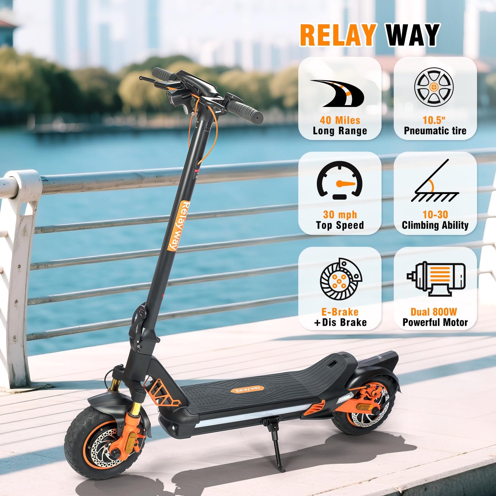 Scooter eléctrico todoterreno de doble motor de largo alcance, scooter eléctrico rápido de 30 mph, capacidad resistente de 400 libras y suspensión doble 3