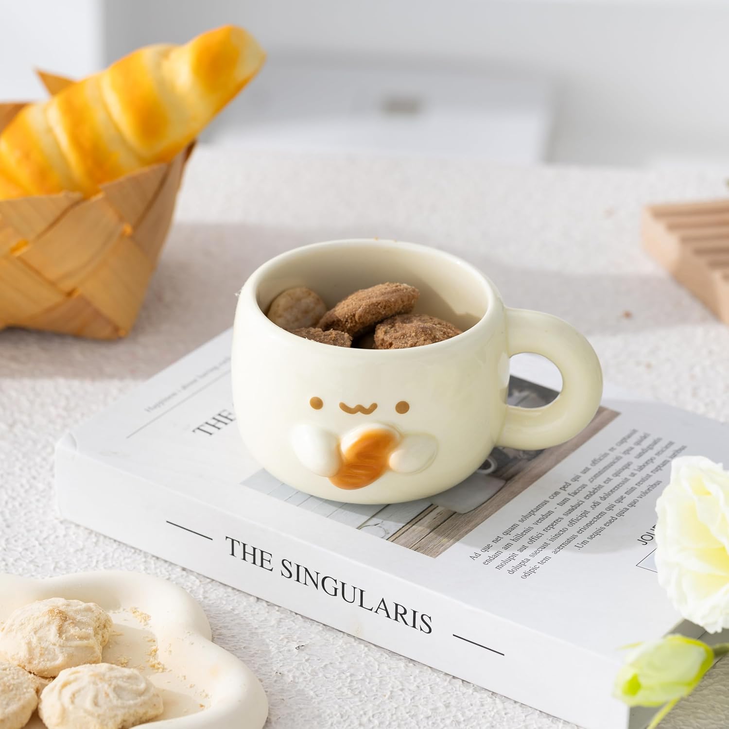 Creative Kawaii Anime Ceramic Coffee Mugs,10 oz Hand-made Tea Cups, Cute Gifts For Women Men Kids (Bread) - Image 3