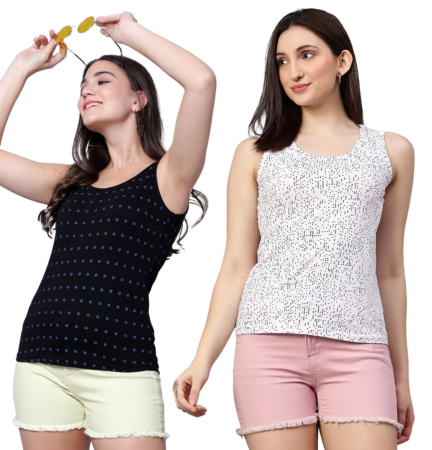 Women Tank Top Cotton Sleeveless Crop & Regular Fit Stylish Top | Printed Casual Wear for Women & Girls | Summer Gym Yoga Workout Fitness Top | Round Neck & Fashion Tank Tee for Casual-image-39