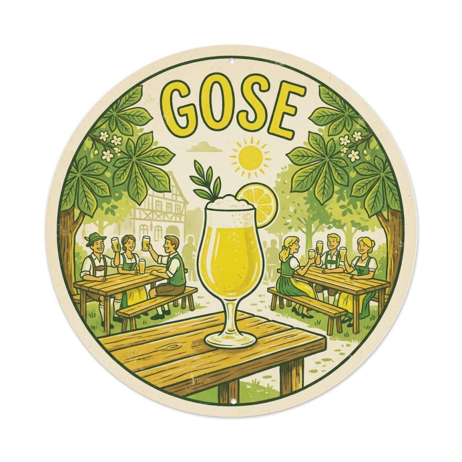 Rustic German Gose Sour Beer Brewery Culture Fruit Brew Metal Tin Sign