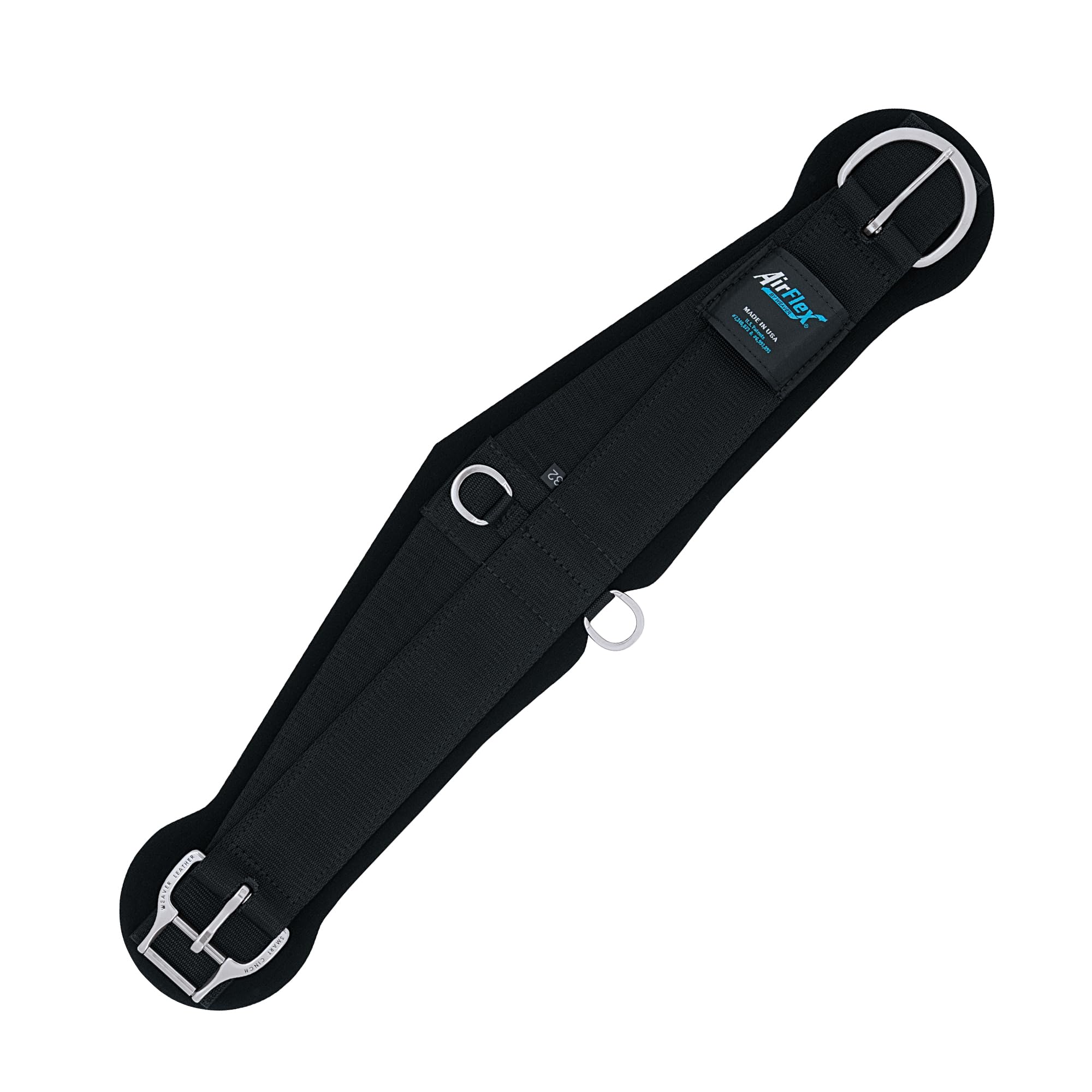 Weaver Equine AirFlex ‎Roper Horse Cinch, Anti-Slip Nylon Webbing Saddle Cinch Girth with Smart Cinch Buckle, Western Horse Riding Supplies, Black
