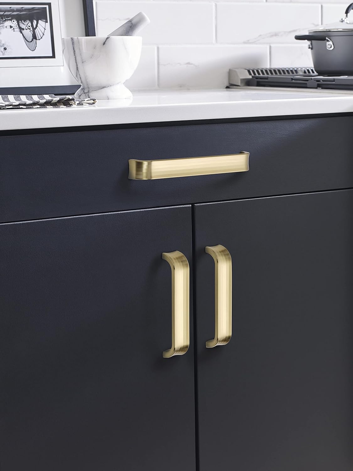 Amerock | Cabinet Pull | Golden Champagne | 7-9/16 inch (192 mm) Center to Center | Concentric | 2 Pack | Drawer Pull | Drawer Handle | Cabinet Hardware