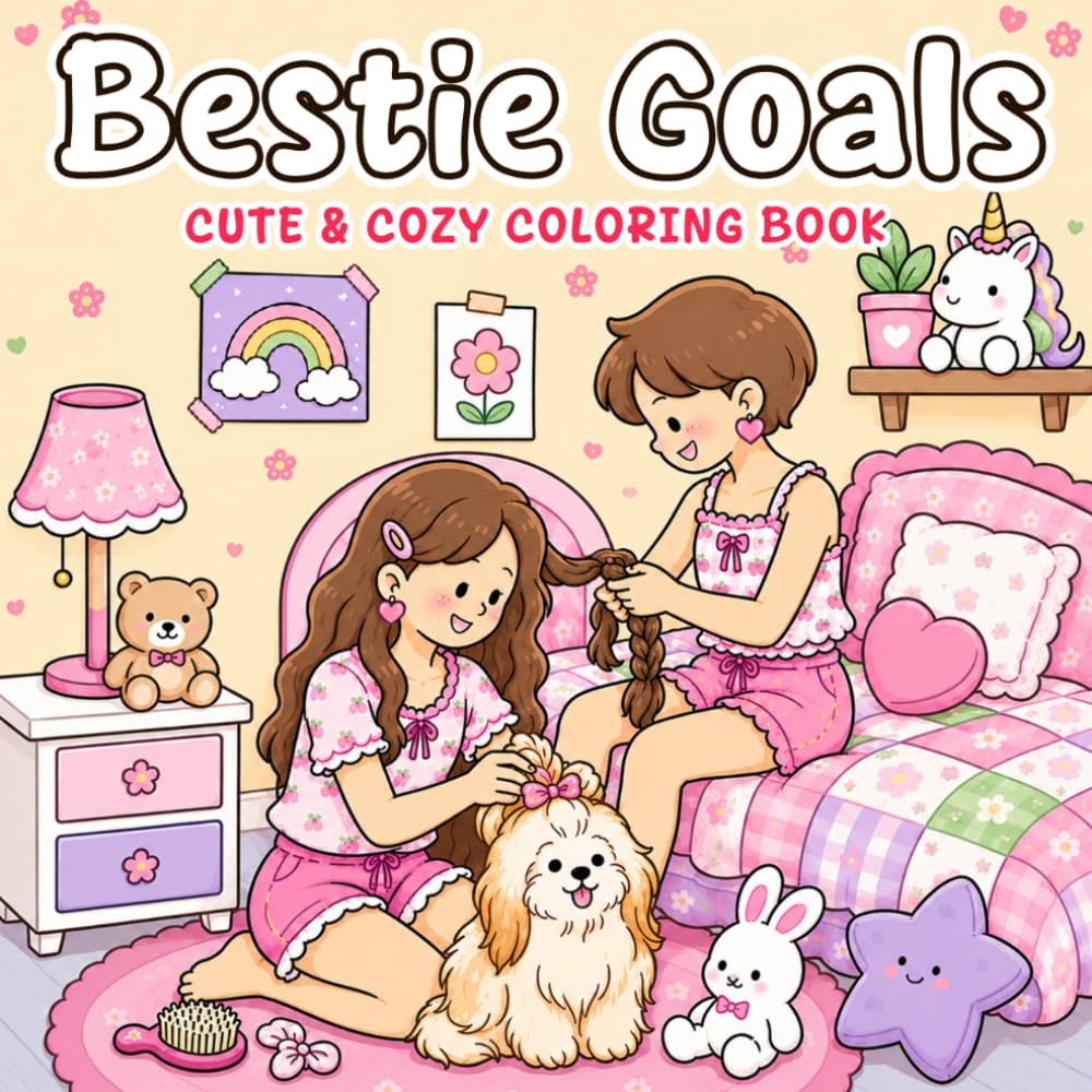 Bestie Goals: Cute & Cozy Coloring Book for Adults and Teens Featuring Adorable Friendship Adventures and Feel-Good Girly Moments