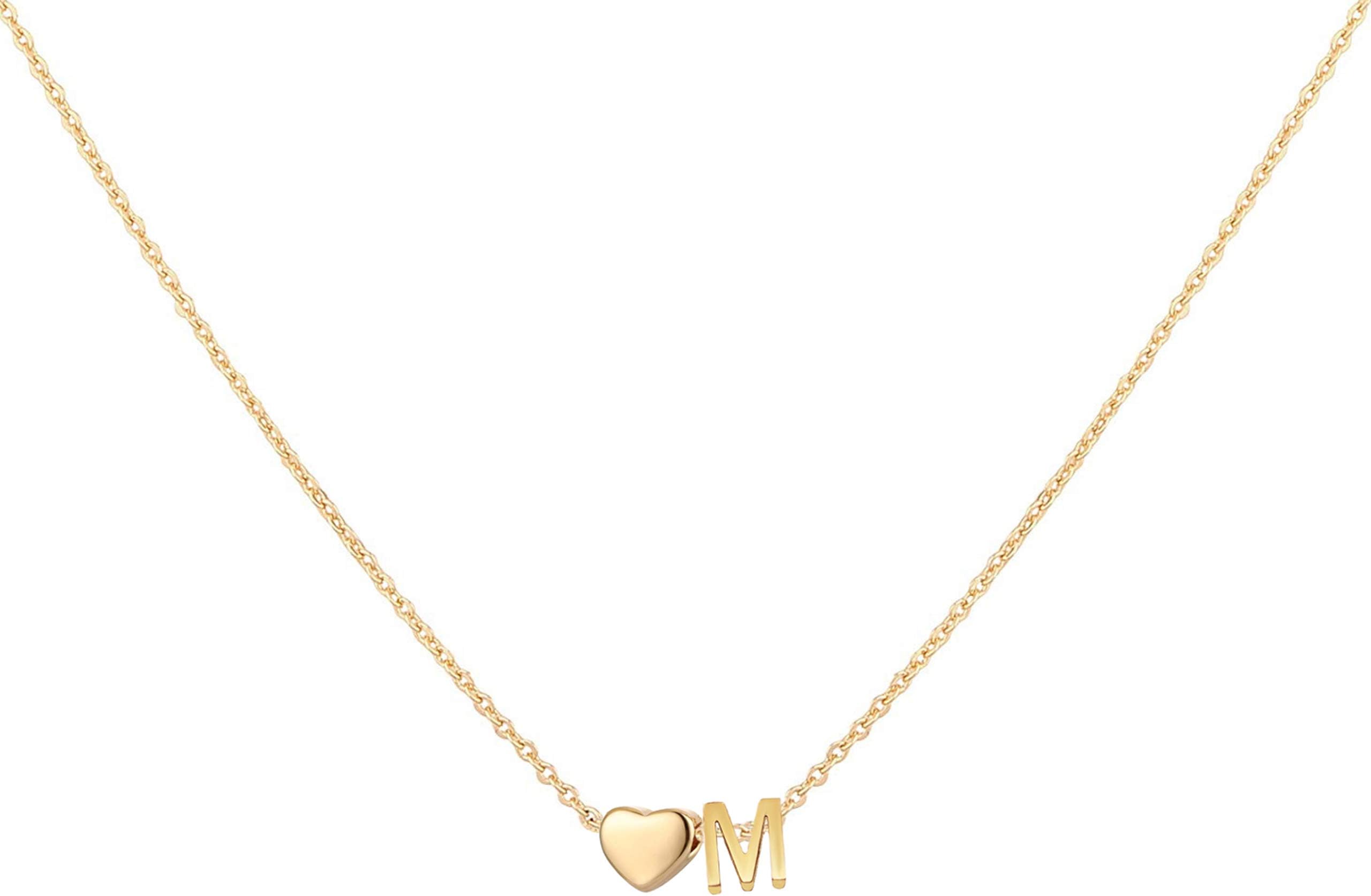 Initial Heart Necklace 18K Gold Plated Stainless Steel Tiny Heart Letter Necklace Personalized Monogram Name Necklace for Women