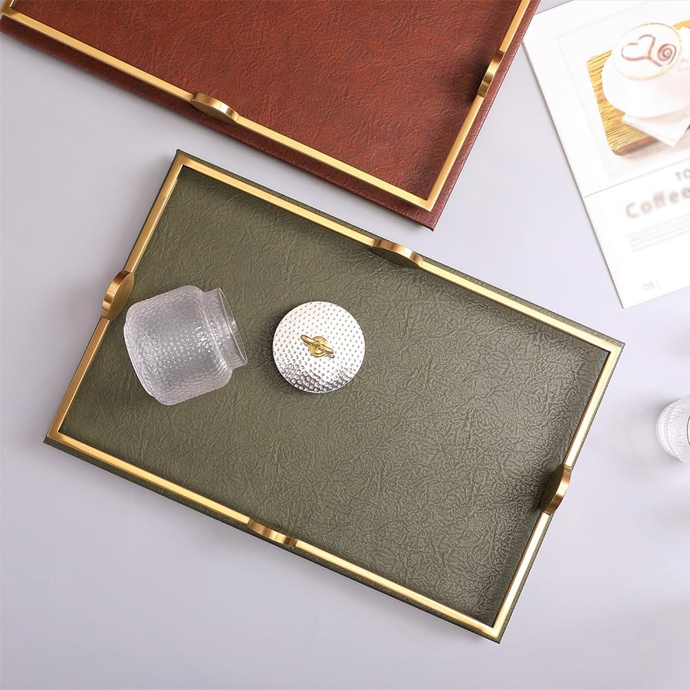 Vassoio da colazione in pelle bianca, elegante vassoio da portata per tavolo da pranzo o portico, per frutta, snack e decorazione della stanza modello - Design elegante e funzionale