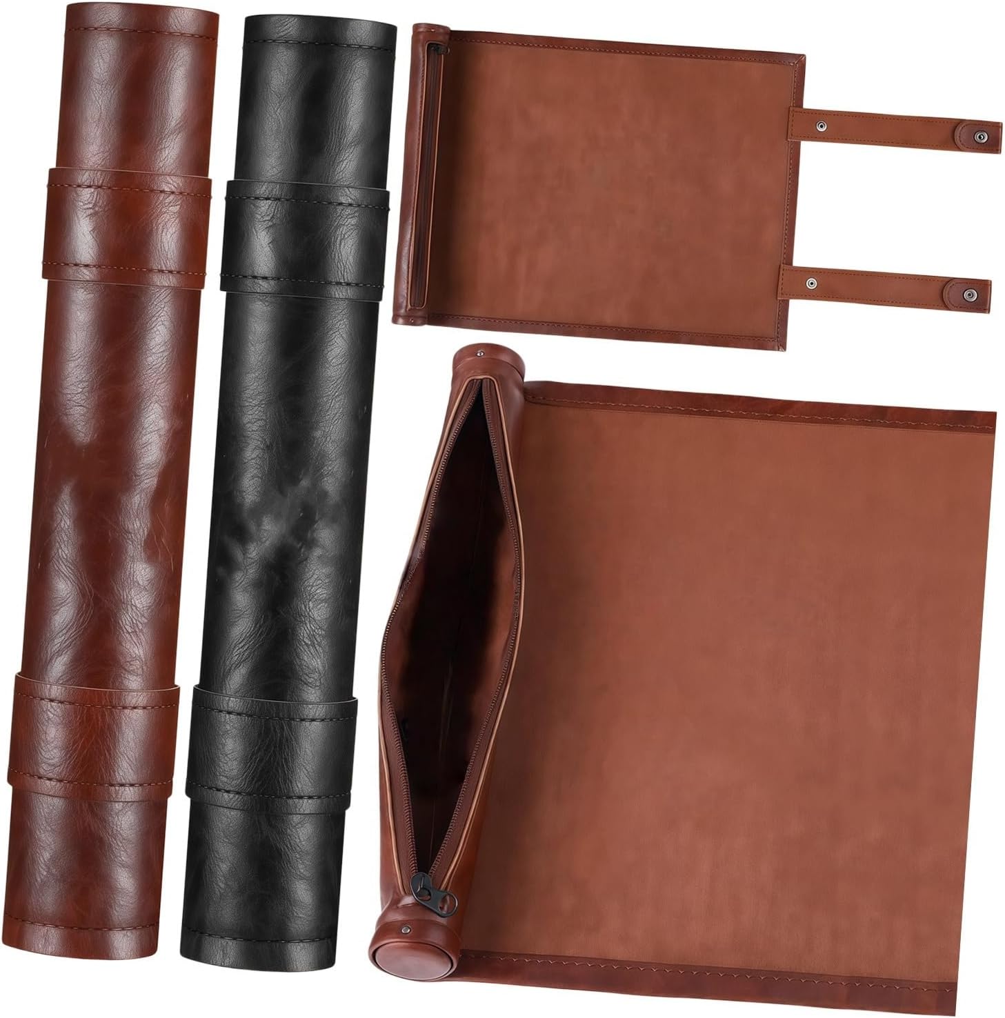 Compact Folding PU Leather Gaming Mat with Dices Tray, Ideal for Travel and Outdoor Parties Elegant Rolling Up Design PU Game Board for Dices and Cards