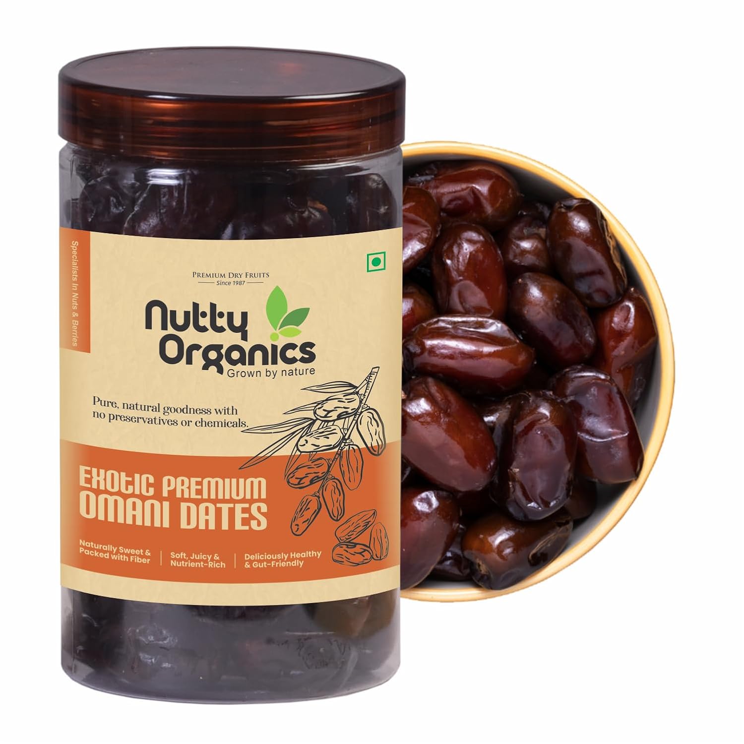 NUTTY ORGANICS Fard Omani Fresh Dates 1000 Gram Pack | Naturally Sweet, Soft, and Chewy | Perfect for Healthy Snacking & B...