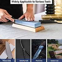 Vista 3 de Whetstone Knife Sharpening Stone Set, Premium 2-Sided Whetstone Sharpener 1000/6000 Grit Whetstone Kit with Non-Slip Bamboo Base and Silicon insert