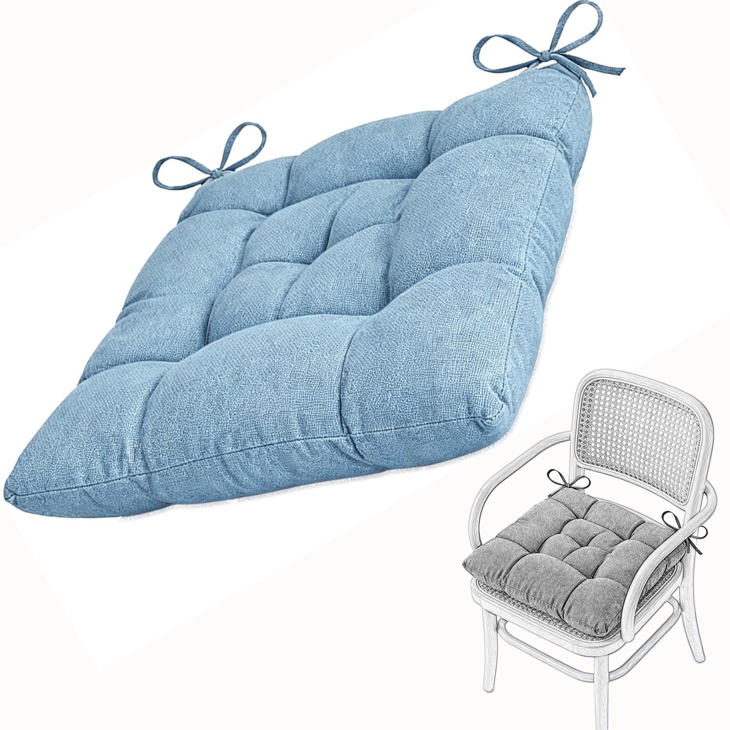 Seat Cushion for Dining Chair Soft Comfort Washable Chair Pads with Ties