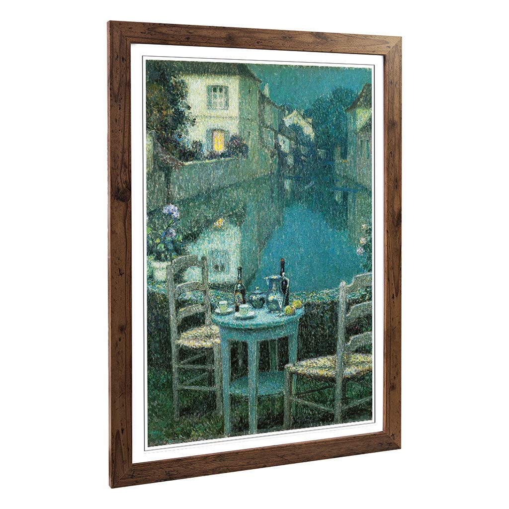 Big Box Art Framed Print of Henri Le Sidaner Table for Two Design | Wall Art Picture | Home Decor for Kitchen, Living, Dining Room, Bedroom, Hallway, Office, Walnut, A2 / 24.5x18 Inch / 62x45cm
