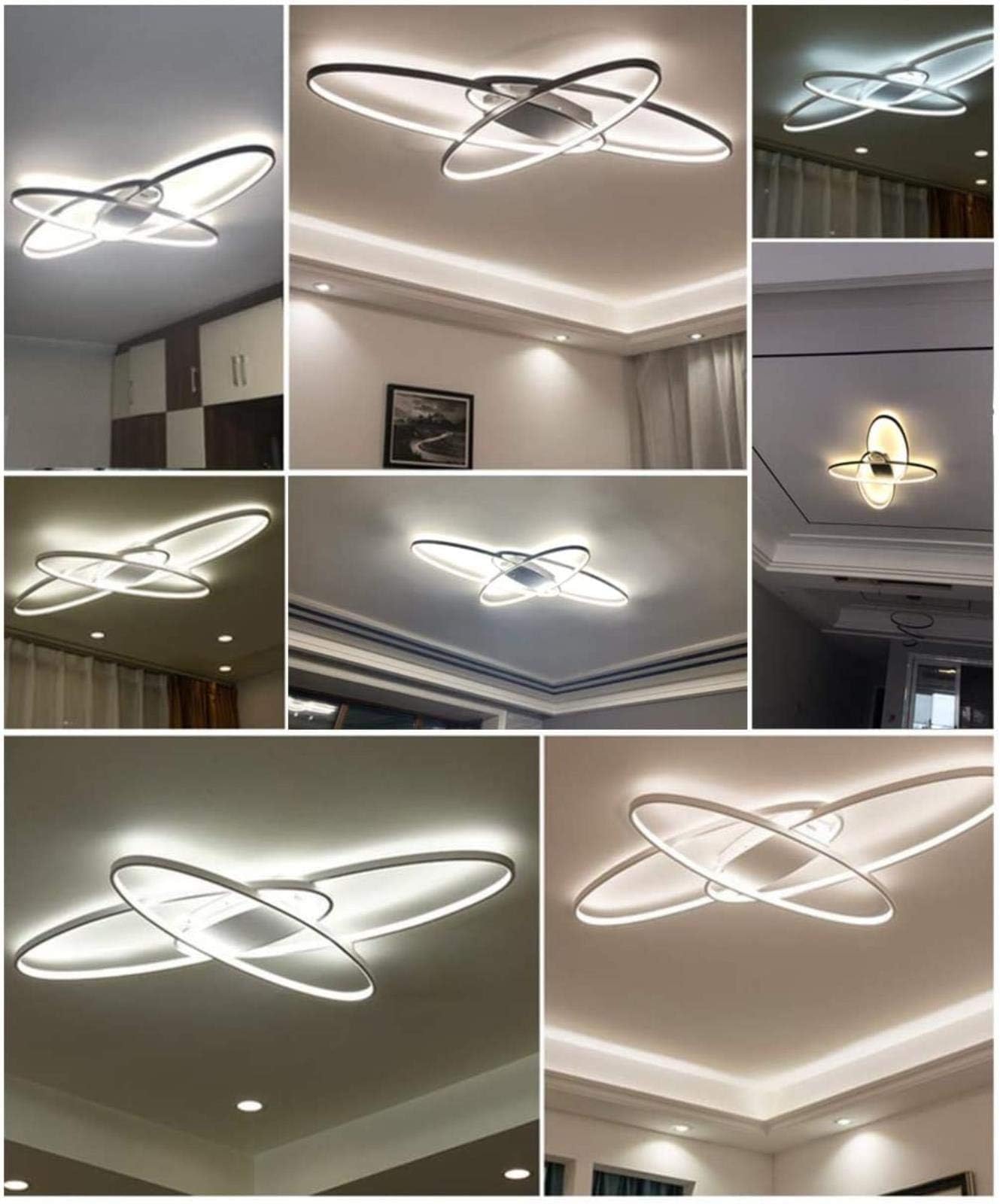 Luces de techo LED para sala de estar modernas, montaje empotrado en el techo regulable con control remoto para dormitorio, comedor, lámpara de cocina, color blanco
