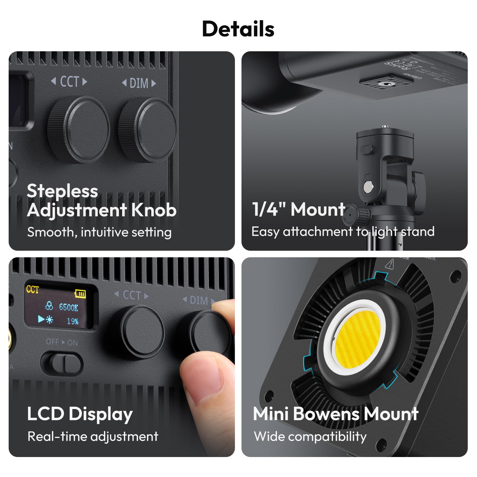 Amazon | ULANZI 100W RGB ポータブル LED ビデオライト DC電源