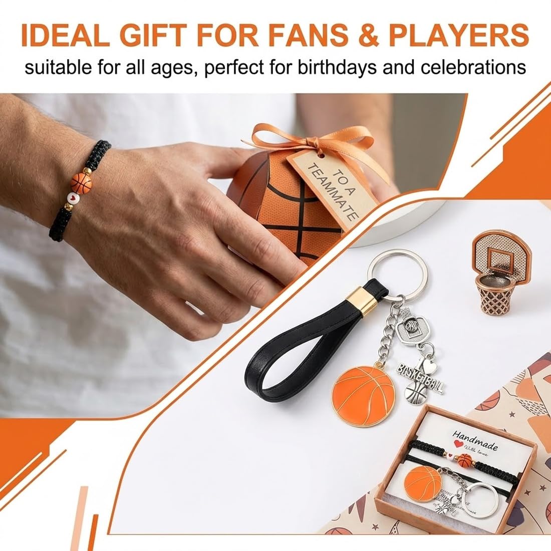 Bracciale Regolabile per Ragazzi Appassionati di Basket, 1 Pezzo, dell'Amicizia, Bambino e Ragazzo, Regalo per Giovani, Accessori Sportivi per Bambini
