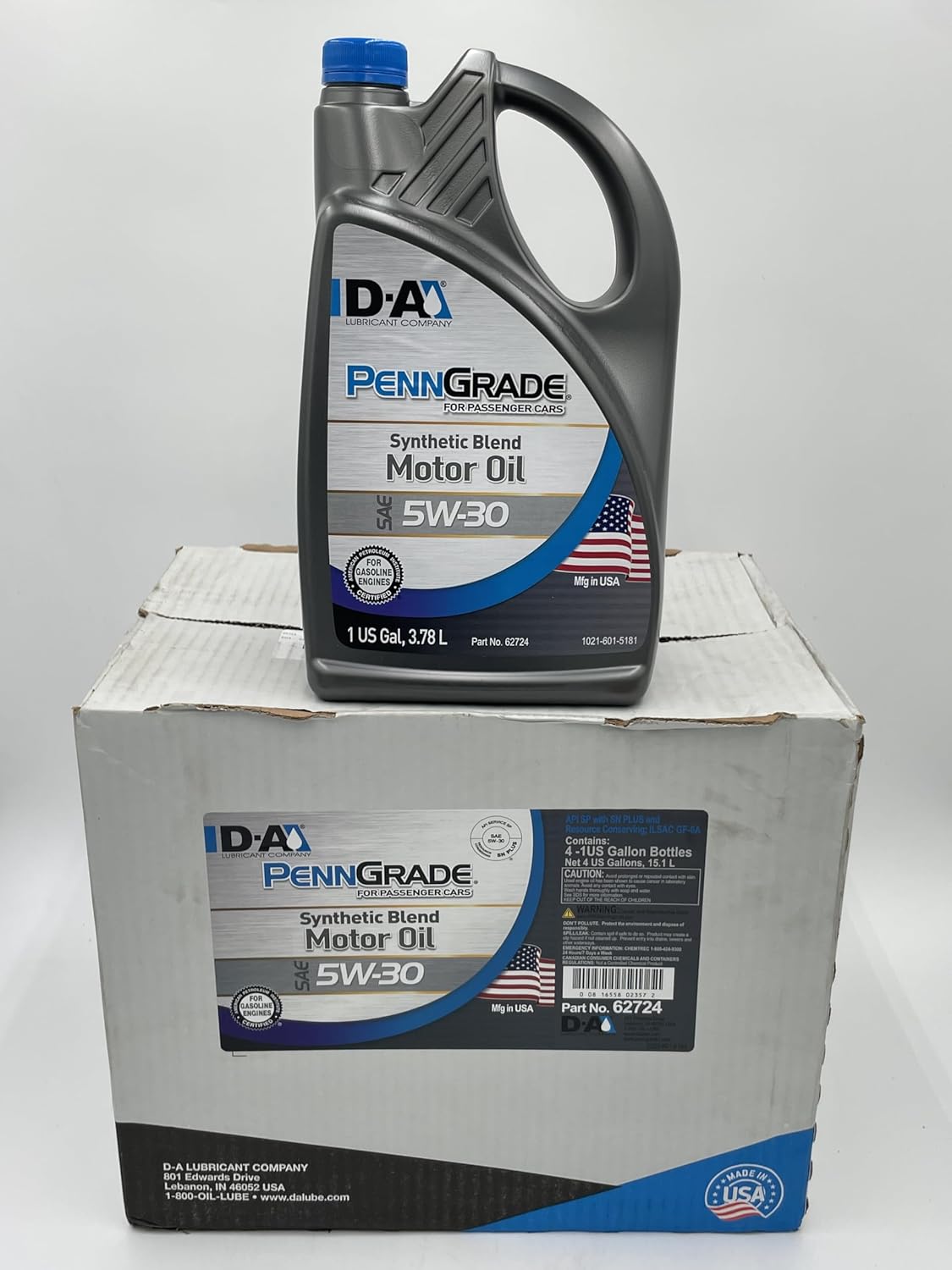 PennGrade Motor Oil | D-A Lubricants | Synthetic Blend | SAE 5W-30 | 4 Gallon Case (16 Quarts)