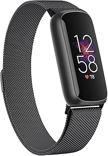 ToGomal Metal Loop Bands Compatible with Fitbit Luxe Bands Women Men, Adjustable Stainless-Steel Mesh Wristband Replacement Strap for Fitbit Luxe/Luxe Special Edition Fitness Tracker, Black