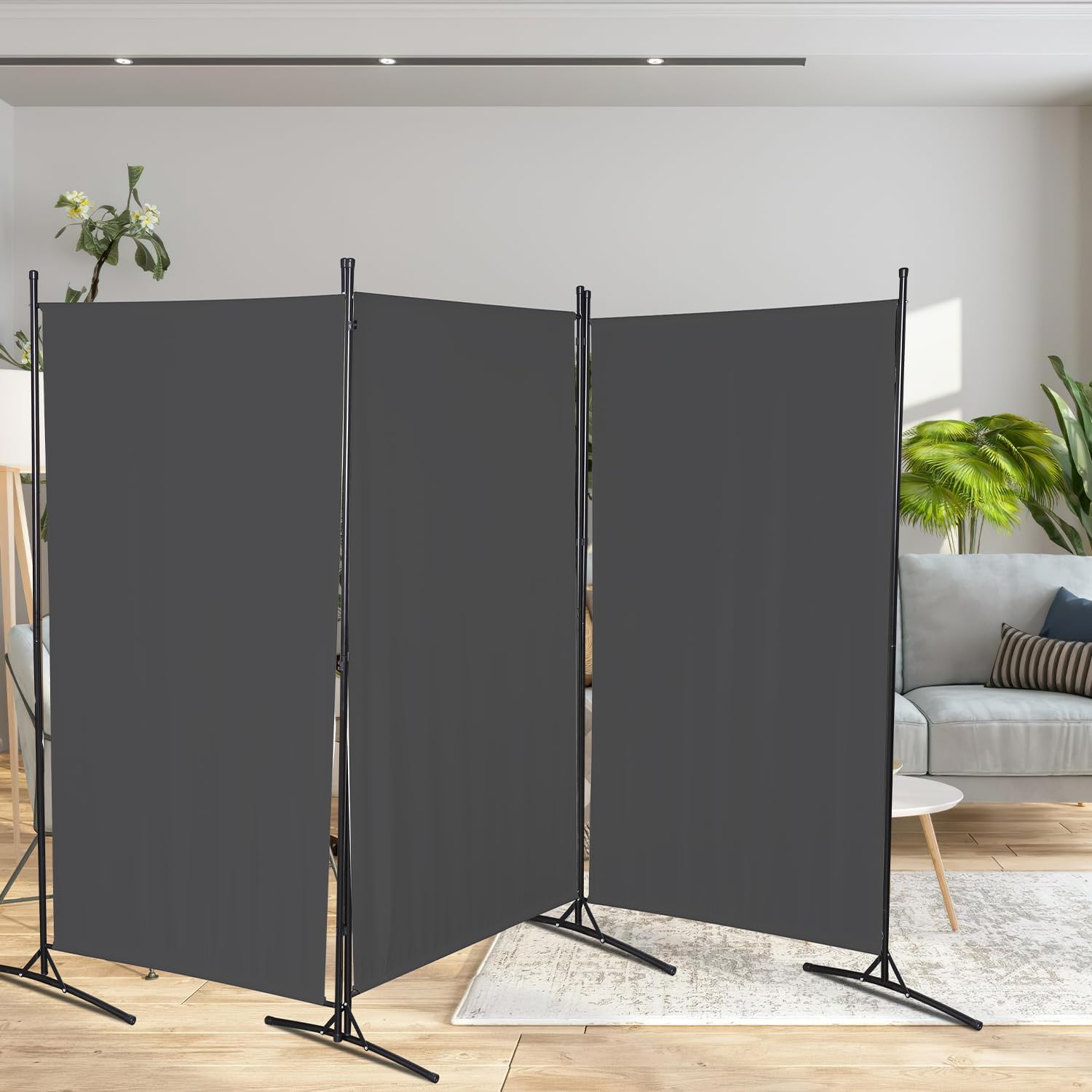 Paravent Pliable 3 Parties 260x180 Cm Beige - Séparateur Pièce Intérieur Extérieur Jardin