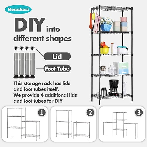 Miniatura 4 de Estante organizador de estante de metal ajustable de 5 niveles para despensalavanderíabañococinadormitorio, estantes de almacenamiento de alambre