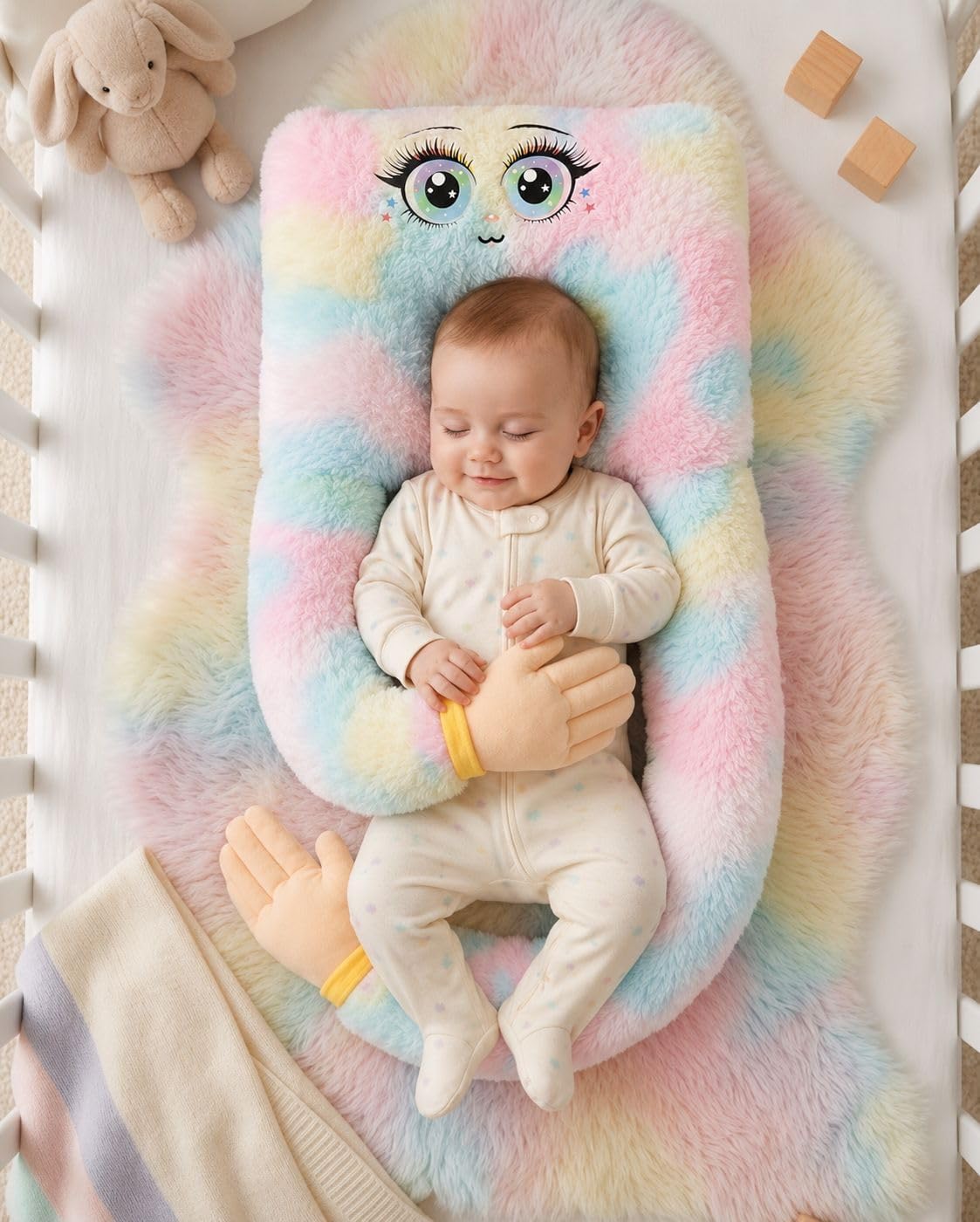 Baby Head Support Pillow, Supersoft Fabric, Adjustable Side Roll Cushions, Portable, for Newborns (Multicolor)-image-37