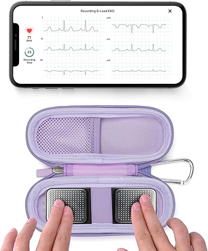 Vista 33 de Funda para monitor de electrocardiograma personal KardiaMobile de 1L 6L, estuche de transporte duro de viaje para AliveCor Kardia Heart Monitor