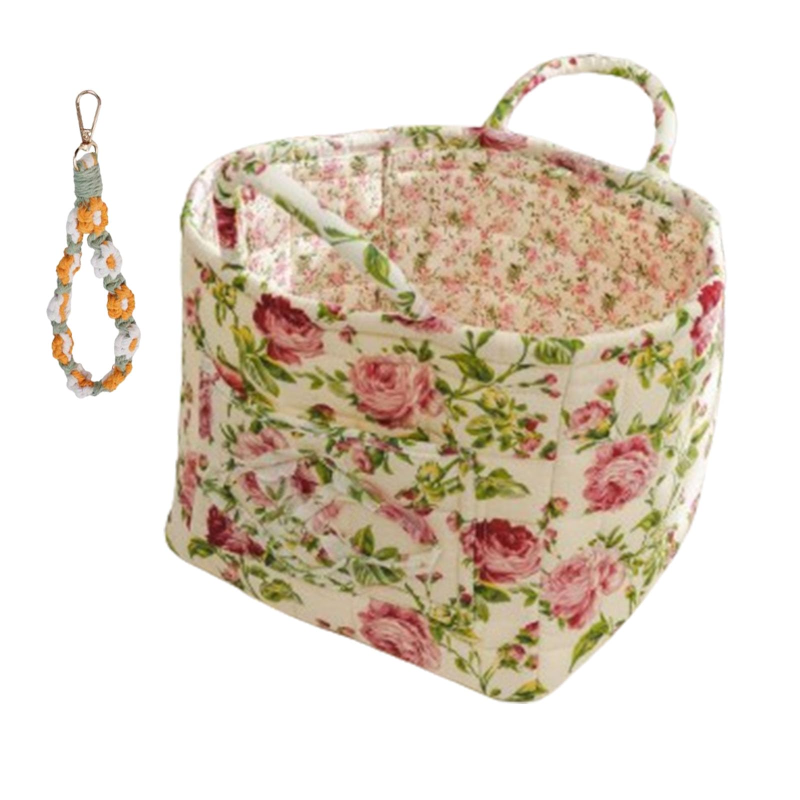 Boho Fabric Storage Basket, 2025 New Boho Quilted Fabric Storage Basket, Large Capacity Collapsible Laundry Hamper, 12.99x10.63x10.24 in Portable Folding Bag (J)