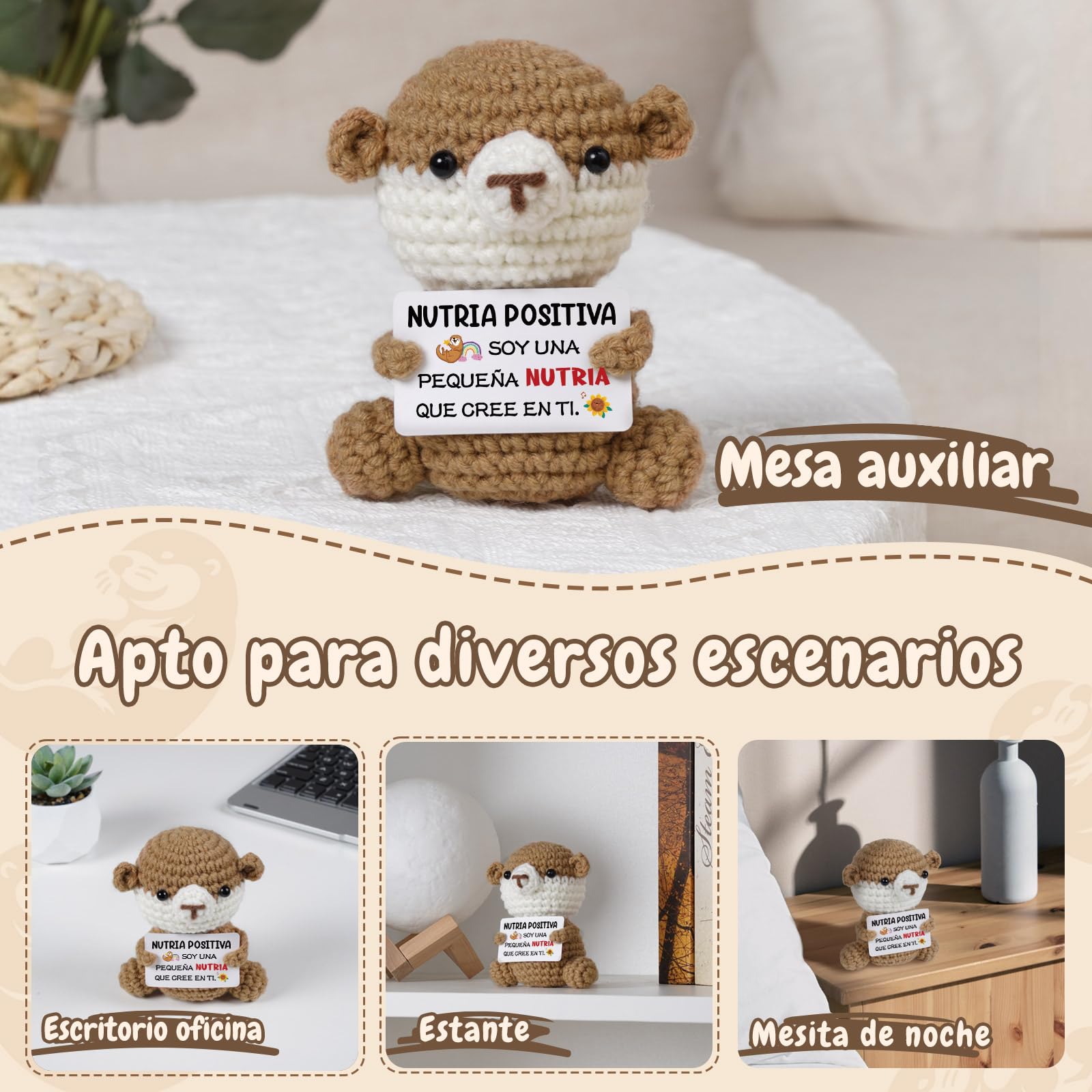 Vetbuosa Regalo Positivo para Mujer, Regalos Amigas Originales - Nutria de Ganchillo con Mensaje Positivo, Regalo Original Amiga, Ideal para Cumpleaños, Aniversario o Navidad — view 6