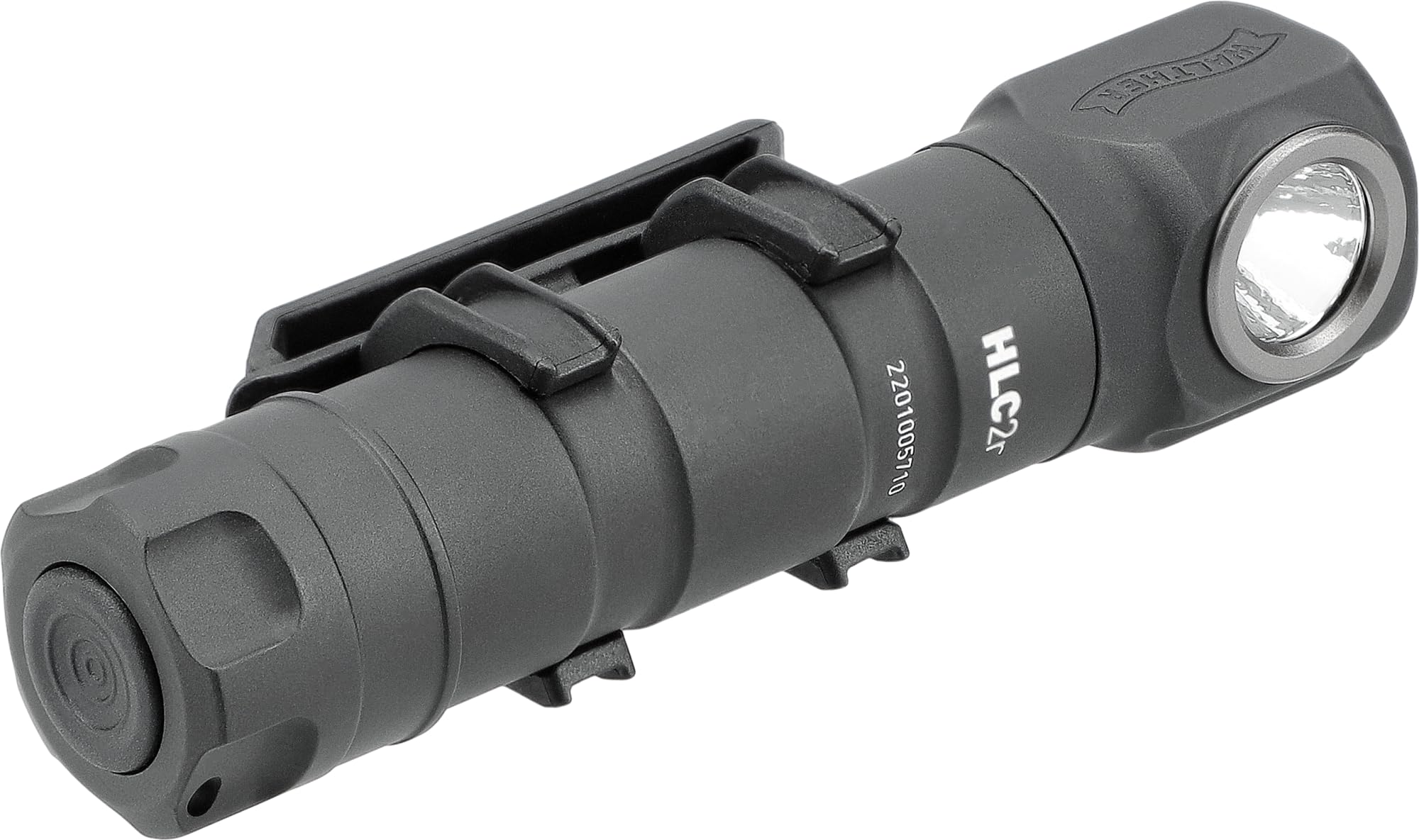 Walther HLC2r Lampe frontale rechargeable USB IPX6 étanche avec batterie 18350, câble de charge, clip MOLLE, dragonne et joint de rechange