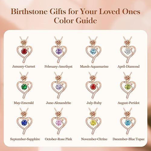 Miniatura 6 de Collar para mujer, regalos para esposa, novia, aniversario de boda, collares de regalo para mujeres, cumpleaños, oro rosa de 18 quilates, regalo de