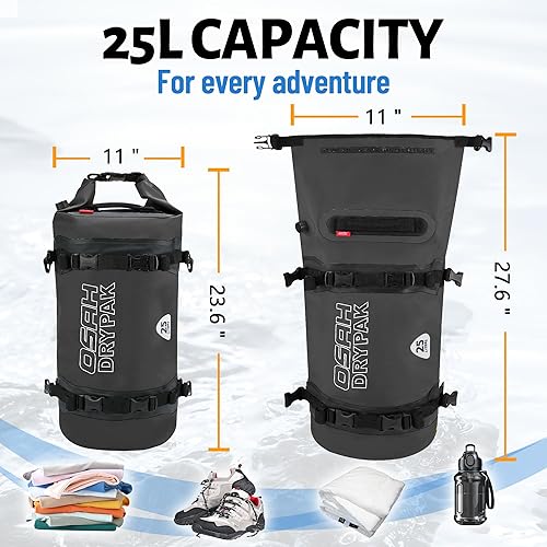 Miniatura 7 de Bolsa seca impermeable de 25 litros Bolsa trasera de equipaje para motocicleta con correas para asiento trasero, mochila ligera impermeable para