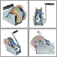 Vista 3 de Cabrestante manual de manivela de 3500lbs para ATV Ship Trailer Truck Car con correa de poliéster azul de nylon