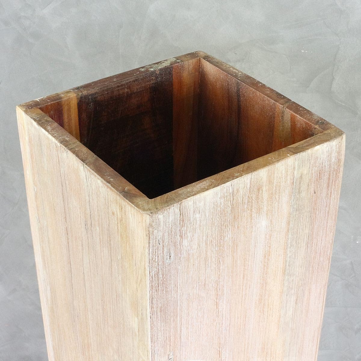 Säule Holzsäule Dekosäule Podest Ständer Sockel Blumenständer Holz Weiß/Whitewash groß 85 cm