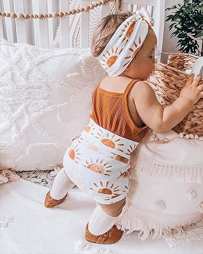 Miniatura 3 de AMAWMW Conjunto de regalo para bebé recién nacido ropa de verano acanalada con volantes y flores vintage