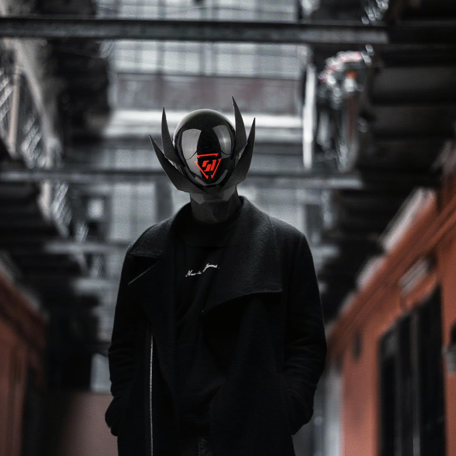 Punk Mask Cosplay for Men, Futuristic Samurai Cosplay Costume Accessory, Techwear Punk Helmet for Halloween