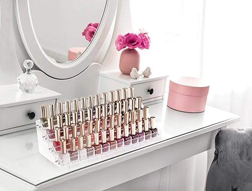 Miniatura 7 de HBlife Organizador de esmalte de uñas transparente, estante de exhibición de acrílico de 4 niveles con capacidad para hasta 48 botellas