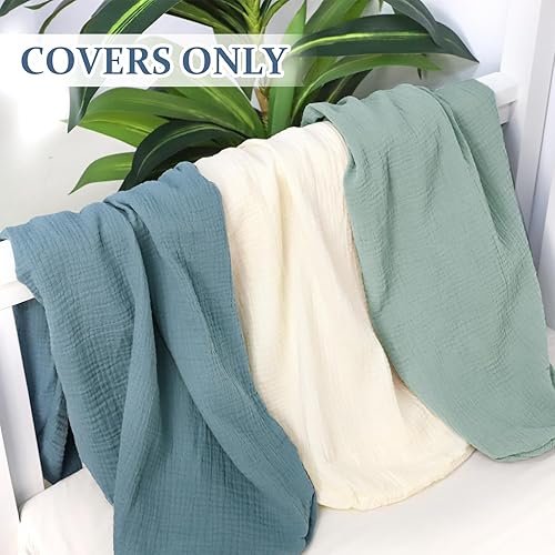 Miniatura 2 de Funda de muselina para tumbona de bebé, funda suave de algodón orgánico para recién nacidos, para bebés niños y niñas (azul)