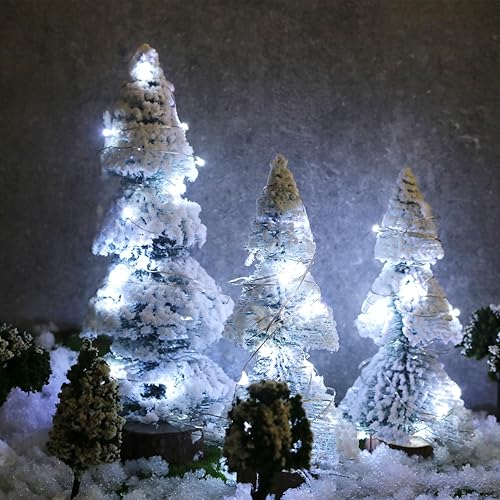 Miniatura 5 de 6 tiras de luces parpadeantes de color blanco frío con 2 piezas de control remoto, 6.5 pies, 20 luces LED de alambre plateado, funciona con pilas,