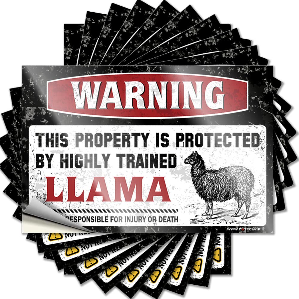 Aesthetic, Decals Wall Warning This Property is Protected By A Highly Trained Llama | Free Garage Stuff for Guys(12X18CM)