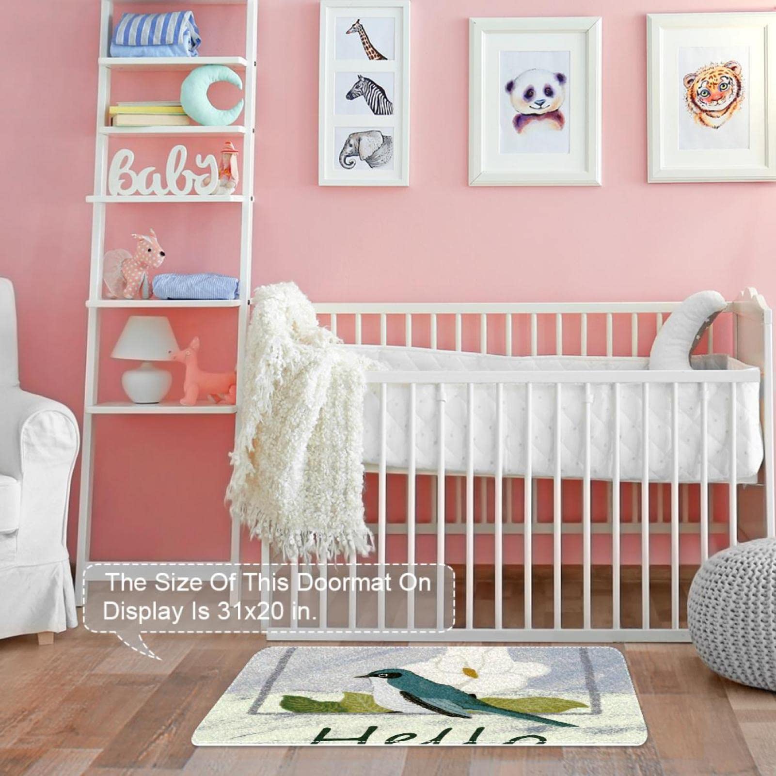 Tappeto Decorativo Nunubee Stile Cinese Uccelli E Fiori | Zerbino Antiscivolo In Flanella 40x60 Cm Morbido Per Ingresso E Cucina
