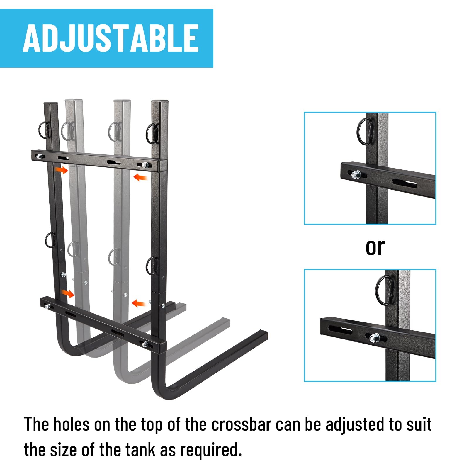 Supporto per serbatoio di rifiuti portatile aggiornato per serbatoio di rifiuti portatile compatibile con serbatoi da 15, 21, 28 e 36 galloni per paraurti da 4 "o 4,5" include cinghie a