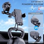 Car Phone Holder [Upgrade Suction Cup & Stable Clip] Phone Mount for Car Windshield Dashboard Air Vent Universal Automotive Accessories Cell Phone Holder Fit for Most iPhone Android Smartphone
