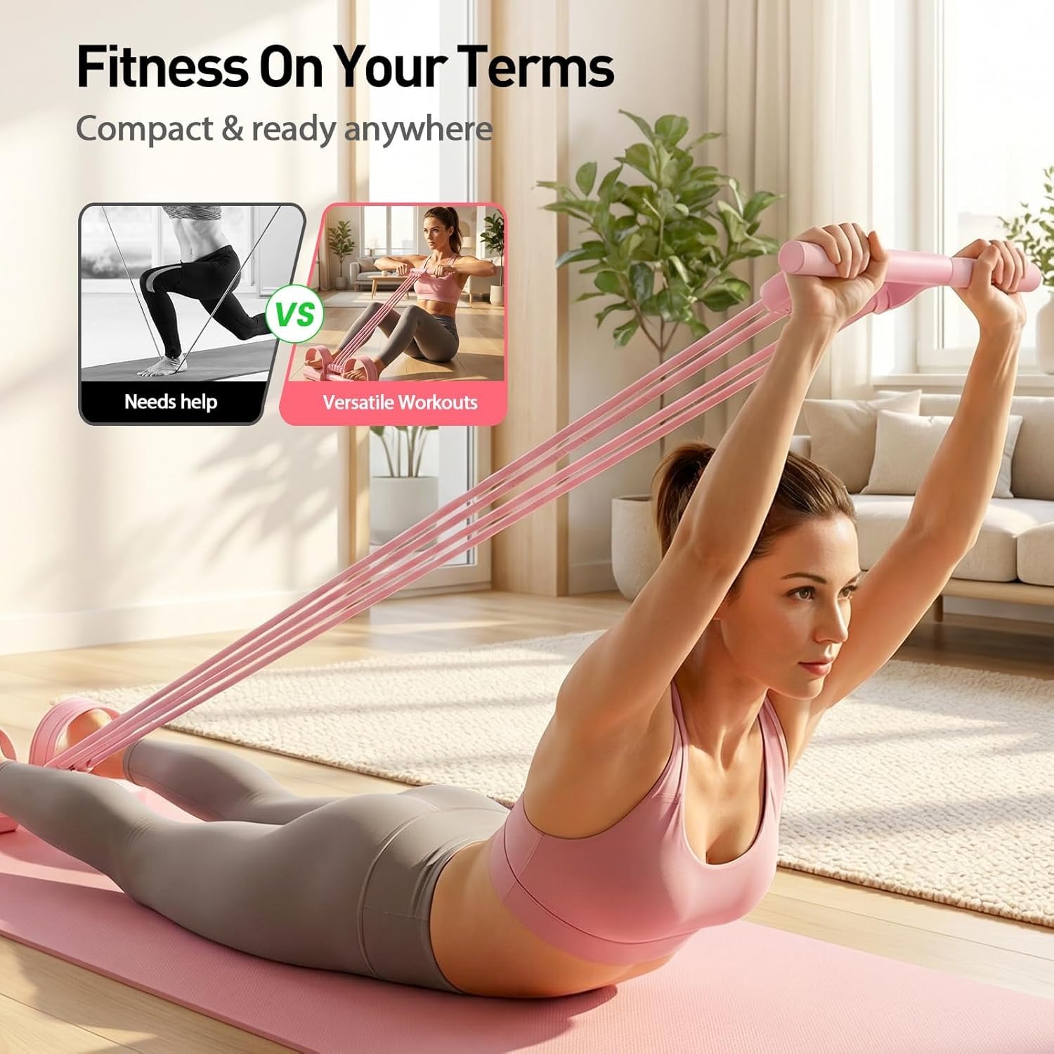 Widerstandsband Mit Griff,Upgrade 3-In-1 Multifunktions Expander, Hohe Elastizität Verstellbarer Widerstand 8 Röhren Resistance Bands, Fitnessbänder Für Yoga,Pilates
